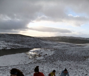 Working through the snow up the hill, 