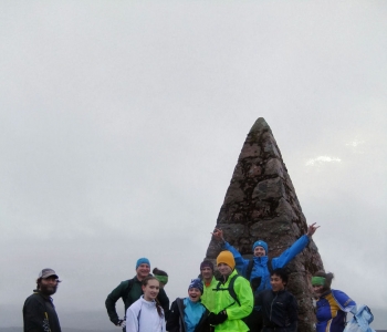 Talent squad and friends at the top of Carnferg, 
