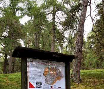 New signboard at the start of the MOBO course in Creag Choinnich, 